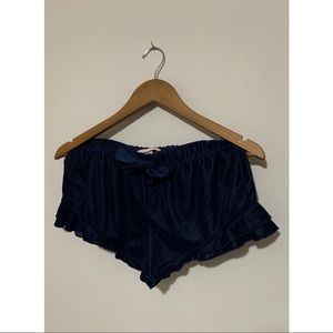 Blue velvet pyjama shorts